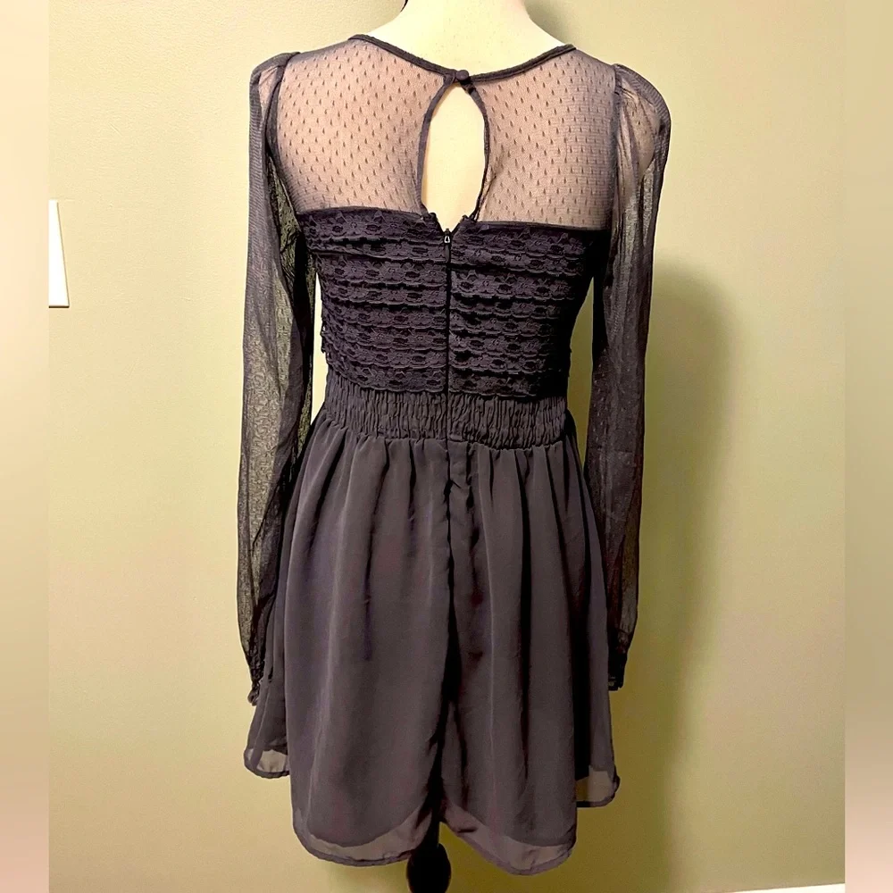 NWOT Free People Gray Sheer Sleeve Dress - Picture 2 of 3